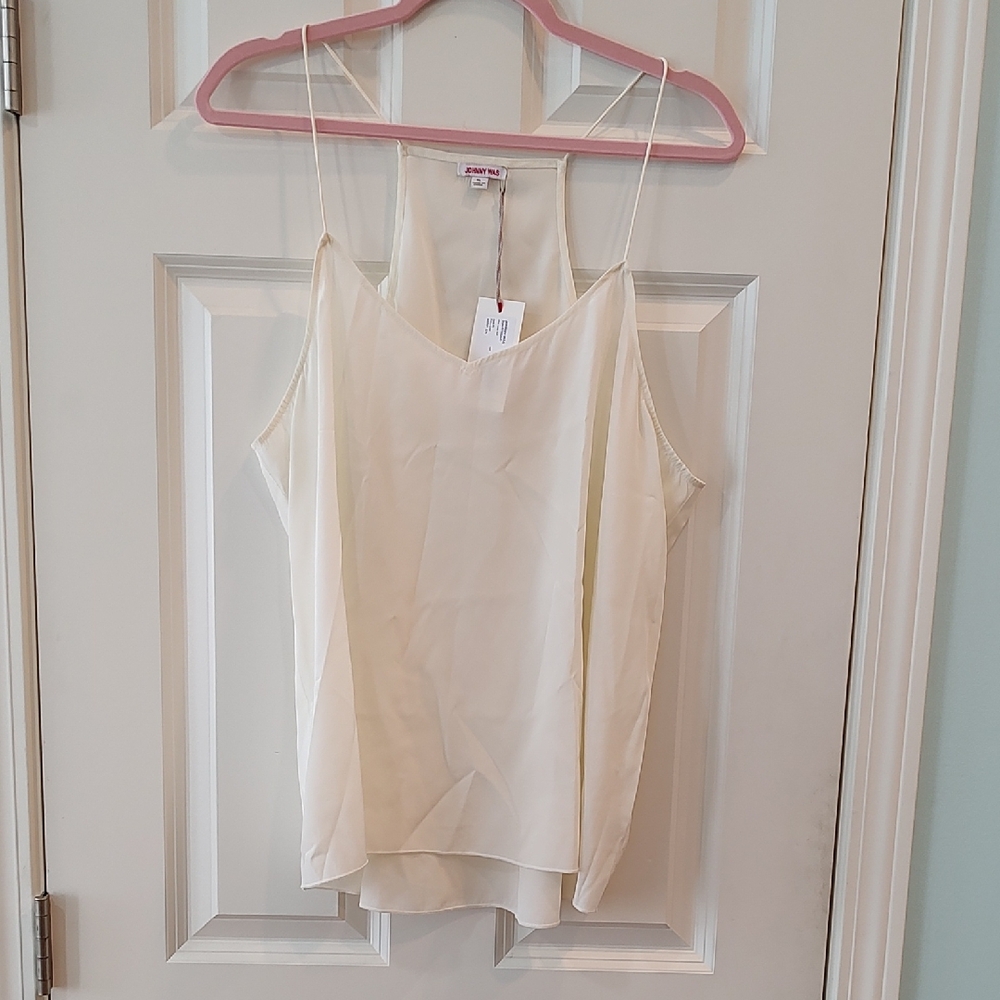 Johnny Was Silk Cream Camisole Top